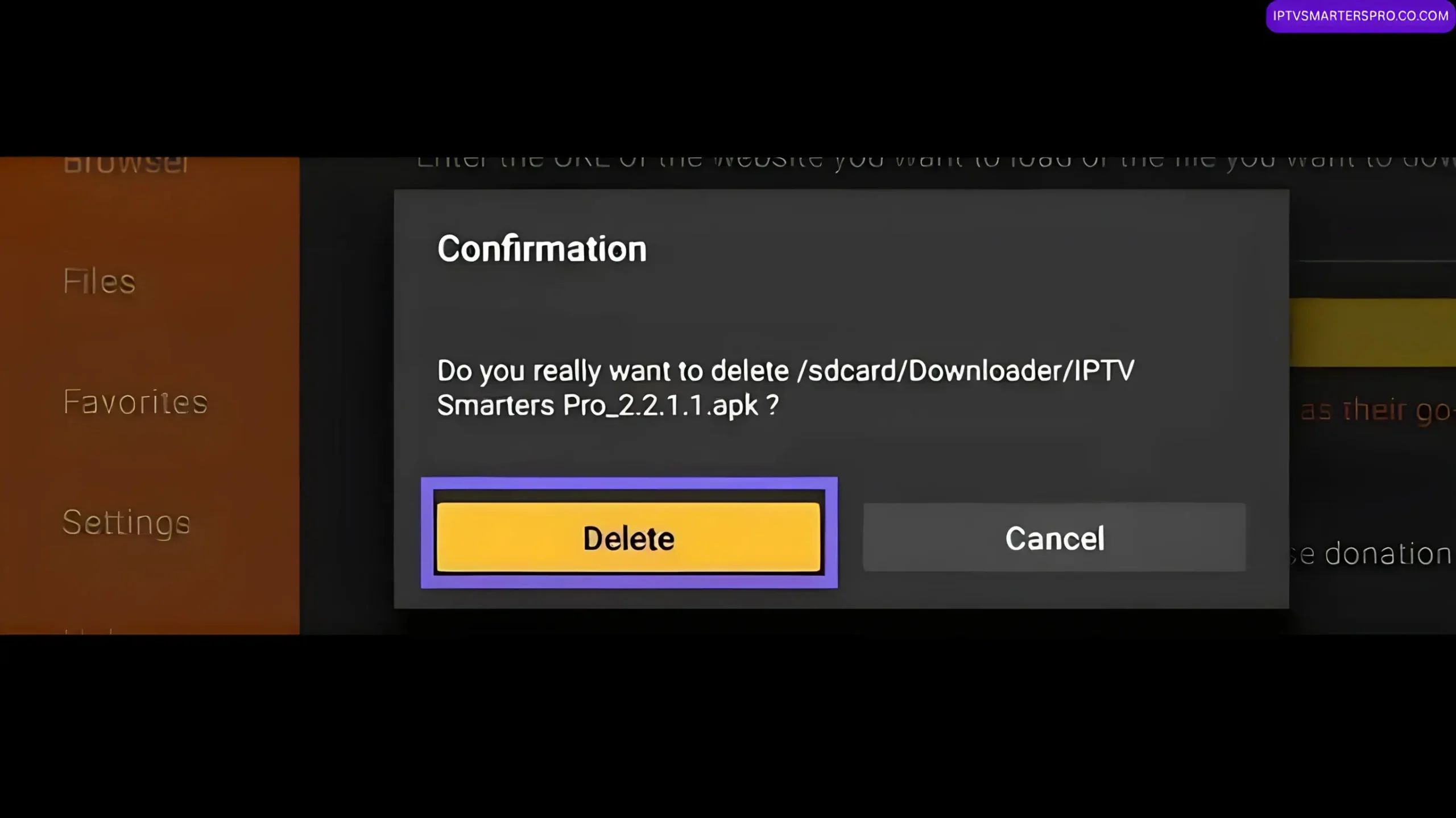 Confirmer la suppression du fichier APK