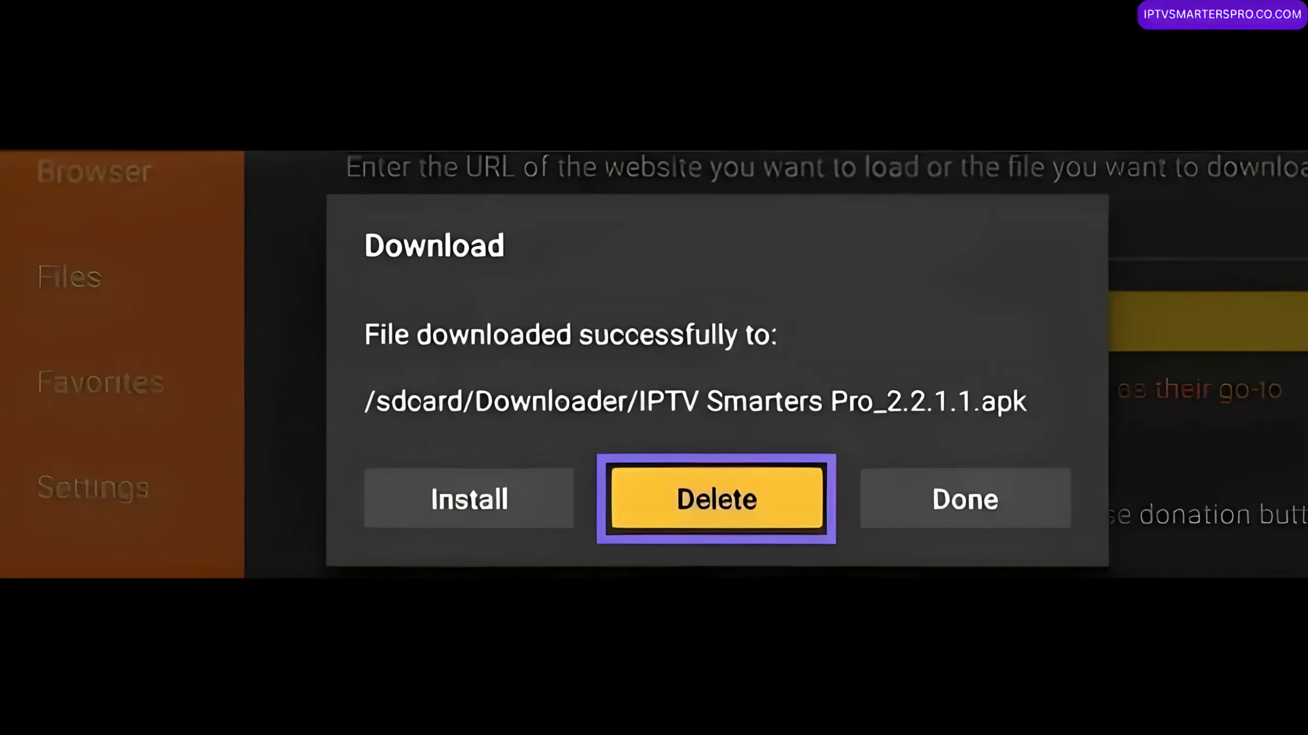 Supprimer le fichier APK sur Firestick